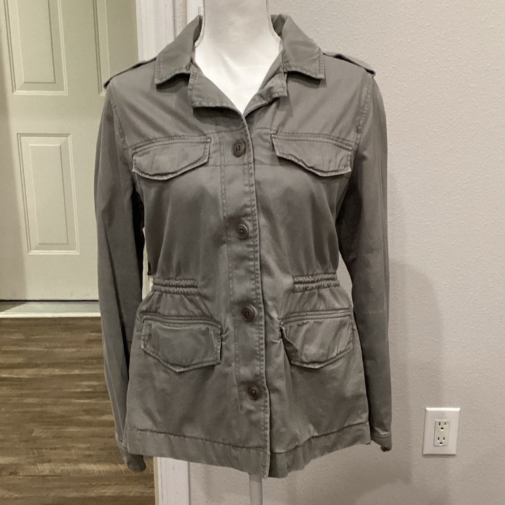 Preowned Abercrombie & Fitch Grey Green Utility Jacket Size Medium (Item#J019)